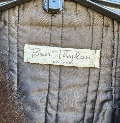 Vintage Ben Thylan Furs Brown Fur Trim Coat Size Medium? Open Front Mob Wife