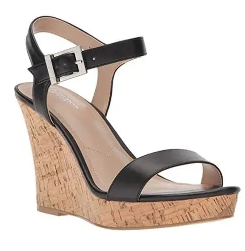 Charles by Charles David - Black Strap Sandals - Cork Heels Size 9.5