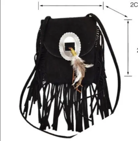 Bohemian Feather Tassel Beading Shoulder Crossbody Bag NWT Brown