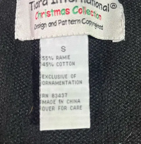 Tiara International (S) CHRISTMAS COLLECTION SWEATER BLACK/RED WITH SEQUINS NWOT