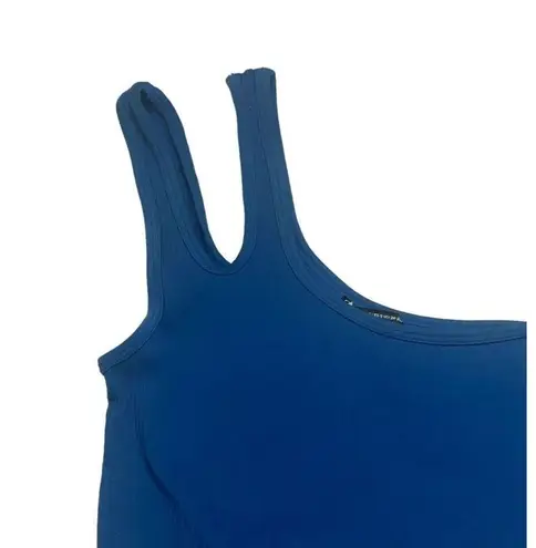 ZARA  Asymmetric Double Strap Ribbed Crop Tank Top / Sports Bra XS Royal Blue