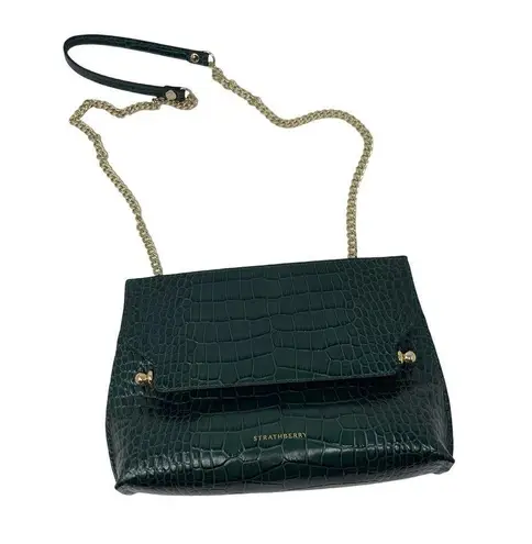 Strathberry Stylist Crossbody Bag In Green Bottle crock embossed