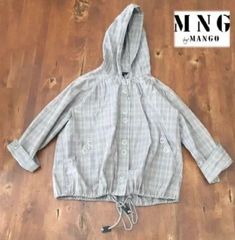 Mango MNG  Tan Plaid‎ Light Hooded Jacket