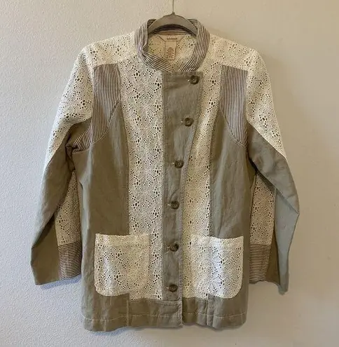 Sundance Catalog Womens Size 8 Multicolor Mixed Media Linen Blend Blouse Top