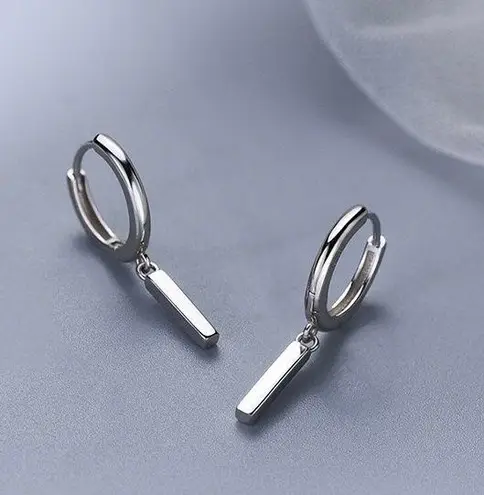 925 Silver Plated Unisex Hip Hop Dangle Drop Earrings for Men Women