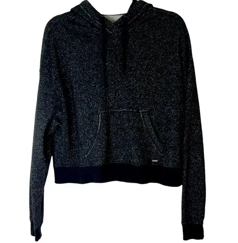 Hollister  Cropped Hoodie Pullover Long Sleeve Black Glitter Women Size M