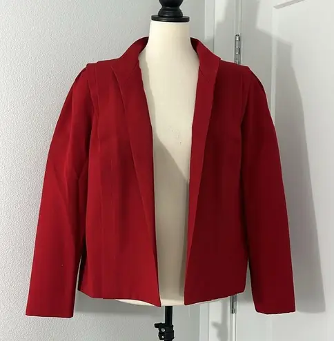Vintage Sherbert Size 16 Red Long Sleeve Open Front Blazer Jacket
