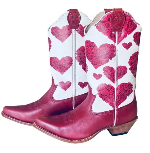 Twisted X NEW Boots Steppin Out WESTERN BOOT Women's 10 B Cherry Red Rose Heart