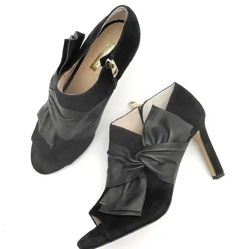 Louise et Cie Idola Bootie Black Suede Bow Open Toe Stiletto Women’s Size 8.5