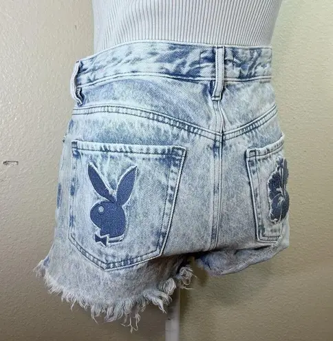 PacSun Playboy by  Lanai Denim Patch Cutoff Festival Shorts Blue Size 27