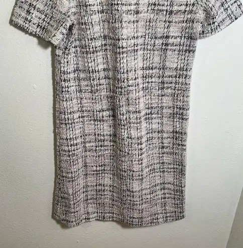 Love Ady Boucle Tweed Shift Dress Ivory Multi Metallic White