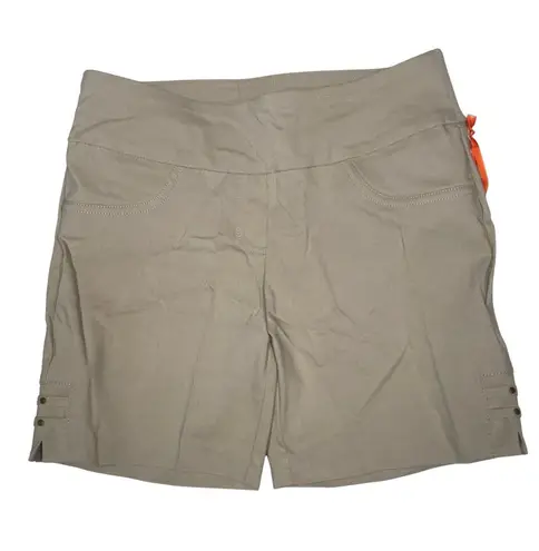 Hearts of Palm Shorts Women's 4P Solid Elastic Waistband Beige Pull On Stretch Size 4