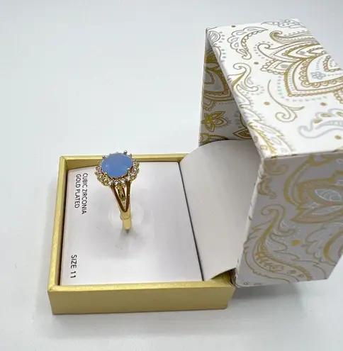 Charter Club Pave & Crystal Halo Ring in Gold/Blue Size 11 MSRP $30 NWT