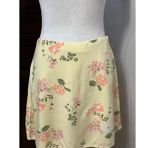 Abound  Womens Straight Skirt Multicolor Yellow Floral Mini Lined Side Zip M New