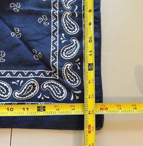 Vintage Blue  Western Paisley Cotton Square Neck Tie Bandana