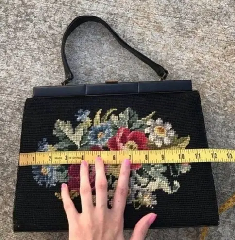 1950s Floral Embroidered Needlework Handbag Multi