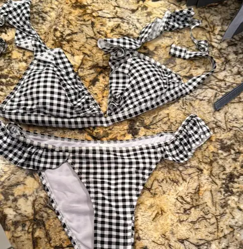 Gingham Black and White Bikini Set