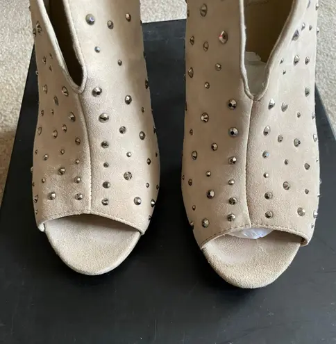 INC I.N.C Beige Studded Suede Booties 