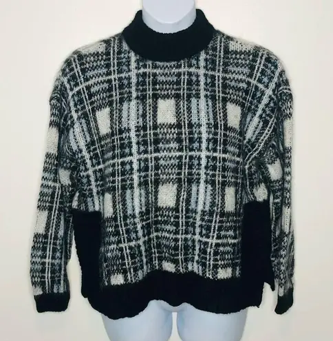 Nine West  Boxy Plaid Mock Neck Acrylic Sweater size XL