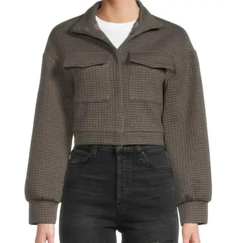 Area Stars New Quilted Cropped Snap Front Utility Jacket Nila Grey Size XS
