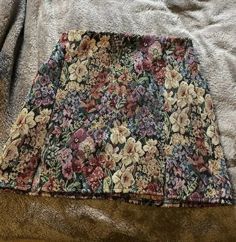 Vintage Floral High Waisted Skirt Multi Size M