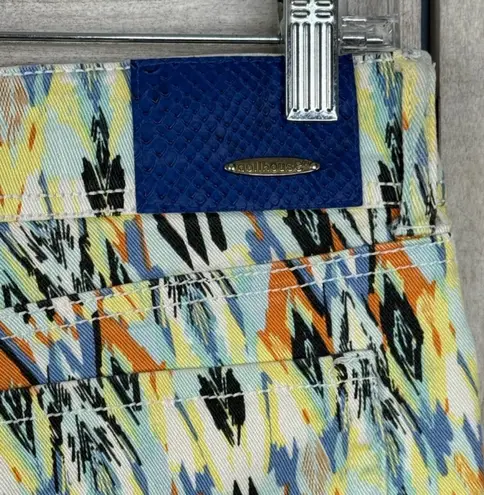 Dollhouse Stretchy Denim Cutoff Jean Shorts Multicolor Southwestern Pattern -5