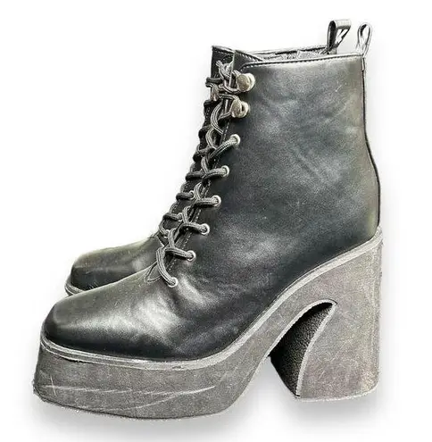 Koi Womens Chunky Platform Lace Up Army Combat Ankle Booties Size 5 EUC