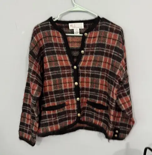 Vintage Milano Design Group Plaid Button Down Sweater Women's Size Large Mohair - Image 1