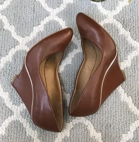 MIA closed Toe Brown Leather Wedge High Heel
