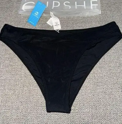 Cupshe NWT LG  Black Crossover Bikini Bottom