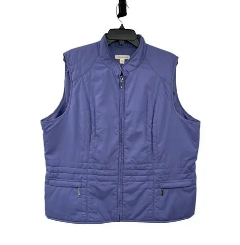 Coldwater Creek Vest Womens XL 18 Purple Zip Lined Pockets Travel Layer Used