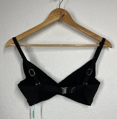 Sea Level Riviera Rib Twist Front Bikini Top Size 4 DD/ E Cup Black