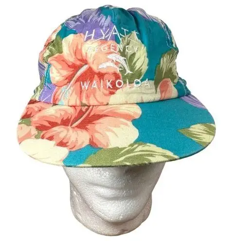 Hyatt Regency Waikoloa Vintage Tropical Hawaiian Baseball Hat One Size Blue