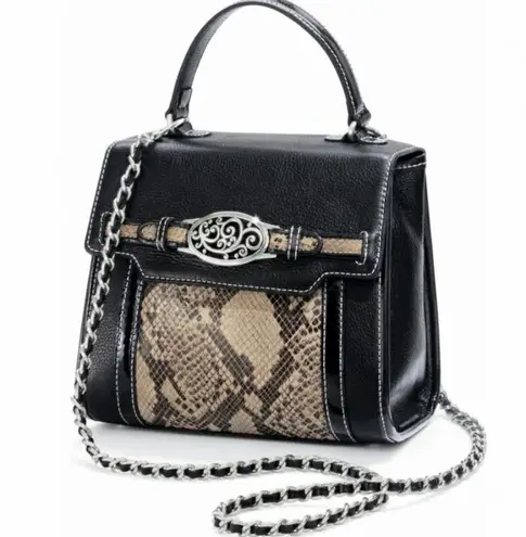 Brighton  Tommi Satchel black snakeskin print purse