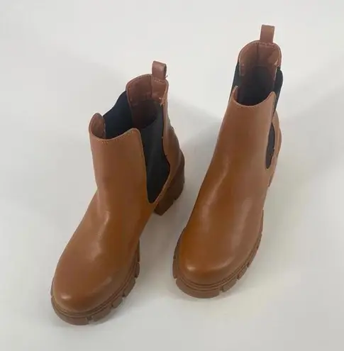 Stylish Brown Chunky Heel Chelsea Boots Size 10