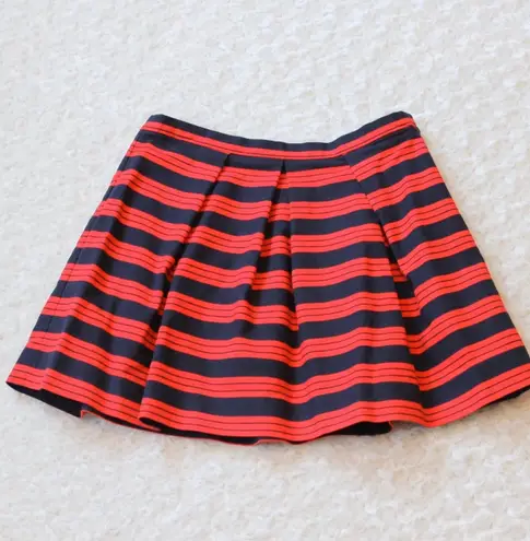 Gap Red & Navy Stripe Flirty Pleated Skirt