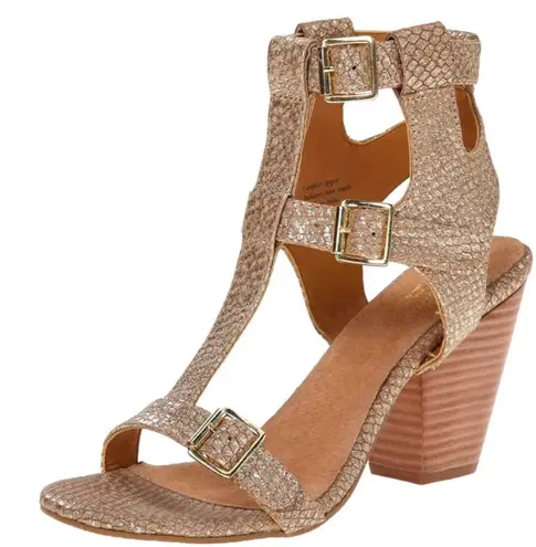 Seychelles Gold Electro Dress Sandal Heels Size 7