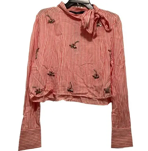 Walter Baker NWT Pink Striped Pussy Bow Top