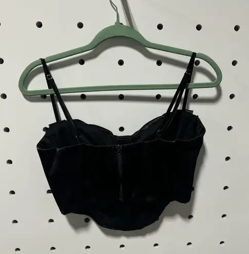SheIn Black Satin Cropped Bustier Top Size XL