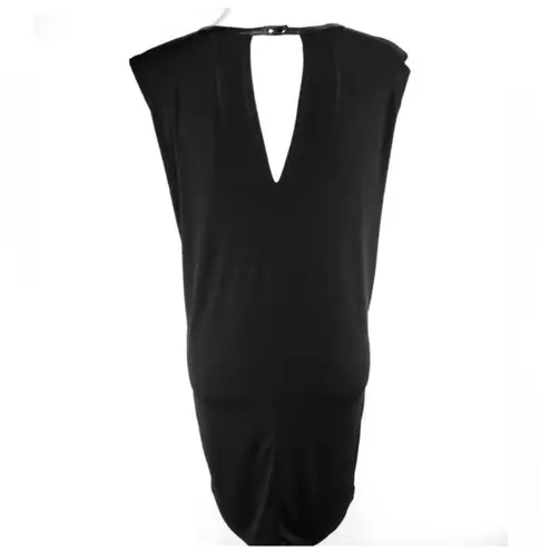 FATE. Black Faux Leather Trim Cut Out Keyhole Mini Dress Large Cocktail Party Sexy