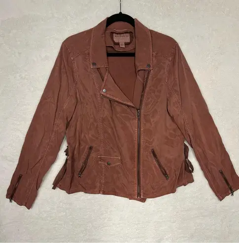 Marrakech Amber Moto Jacket Womens Red Soft Asymmetrical Full Zip Cupro Blend L Brown Size L