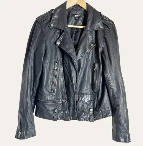 Slate + Willow  Black Leather Biker Moto Jacket Size M