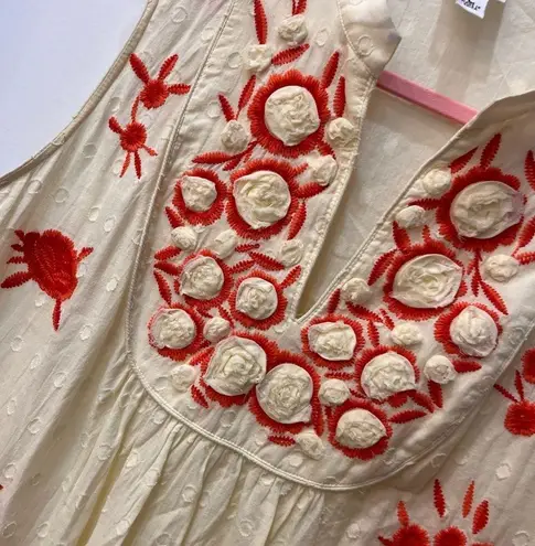 Ivy Jane sleeveless ivory embroidered flower dress v neck size Large