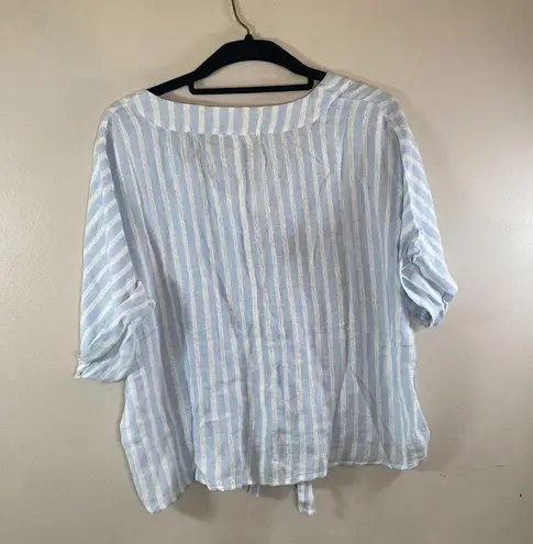 Elan NWT  Blue and White Stripe Tie Front Shirt