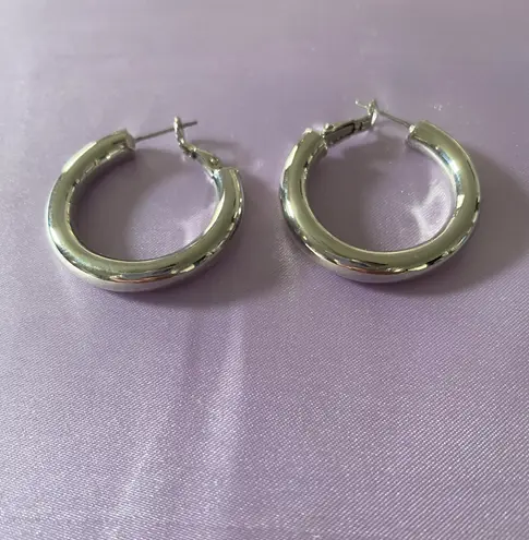 American Eagle Silver Plated Chunky Hoop Earrings 