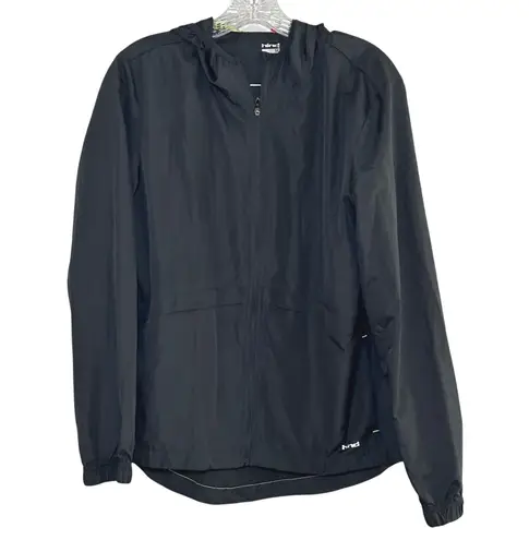 Hind Women's Black Lightweight Running Jacket Hooded Activewear windbreaker Size M
