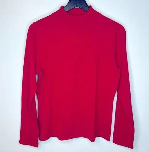 Pendleton Red Silk Blend Long Sleeve Mock Turtleneck Shirt Size Medium