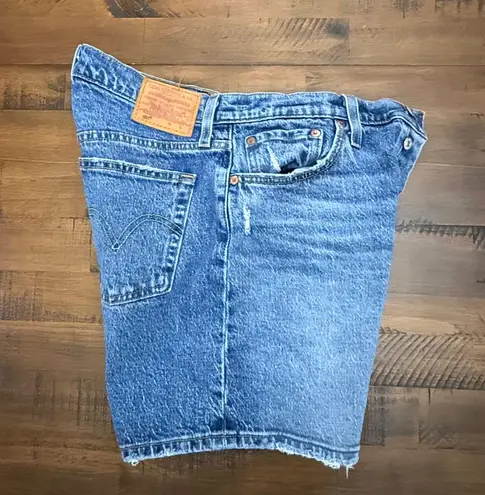 Levi's  501 Premium Denim Jean Shorts Button Fly Distressed Blue Wash size 6