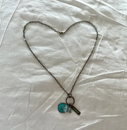 Handmade NEW! Brass Chain & Beachy Theme Charms Pendant Necklace Sand Dollar Turtle