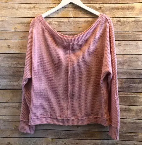 Caslon Pink Lightweight Boatneck Dolman Sleeve Waffle Knit Sweater Medium NWOT